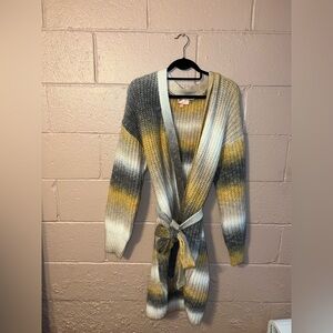 Dreamers Gradient Knit Cardigan in Gray, Yellow, and Cream